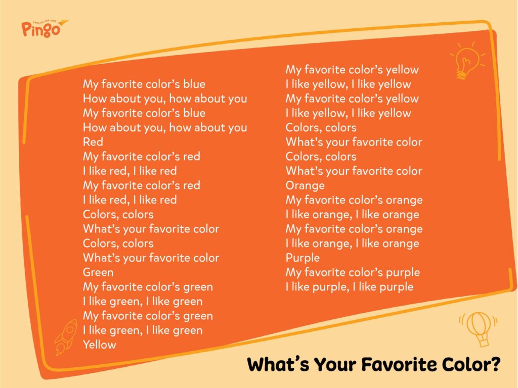 bé học tiếng Anh qua bài hát What's your favorite color?